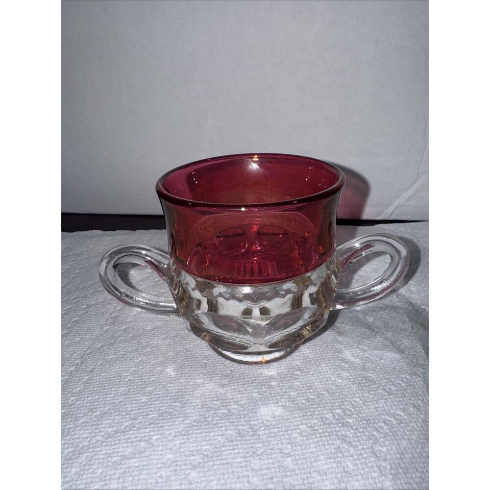 Vintage Red Flashed Kings Crown Sugar Bowl Mint